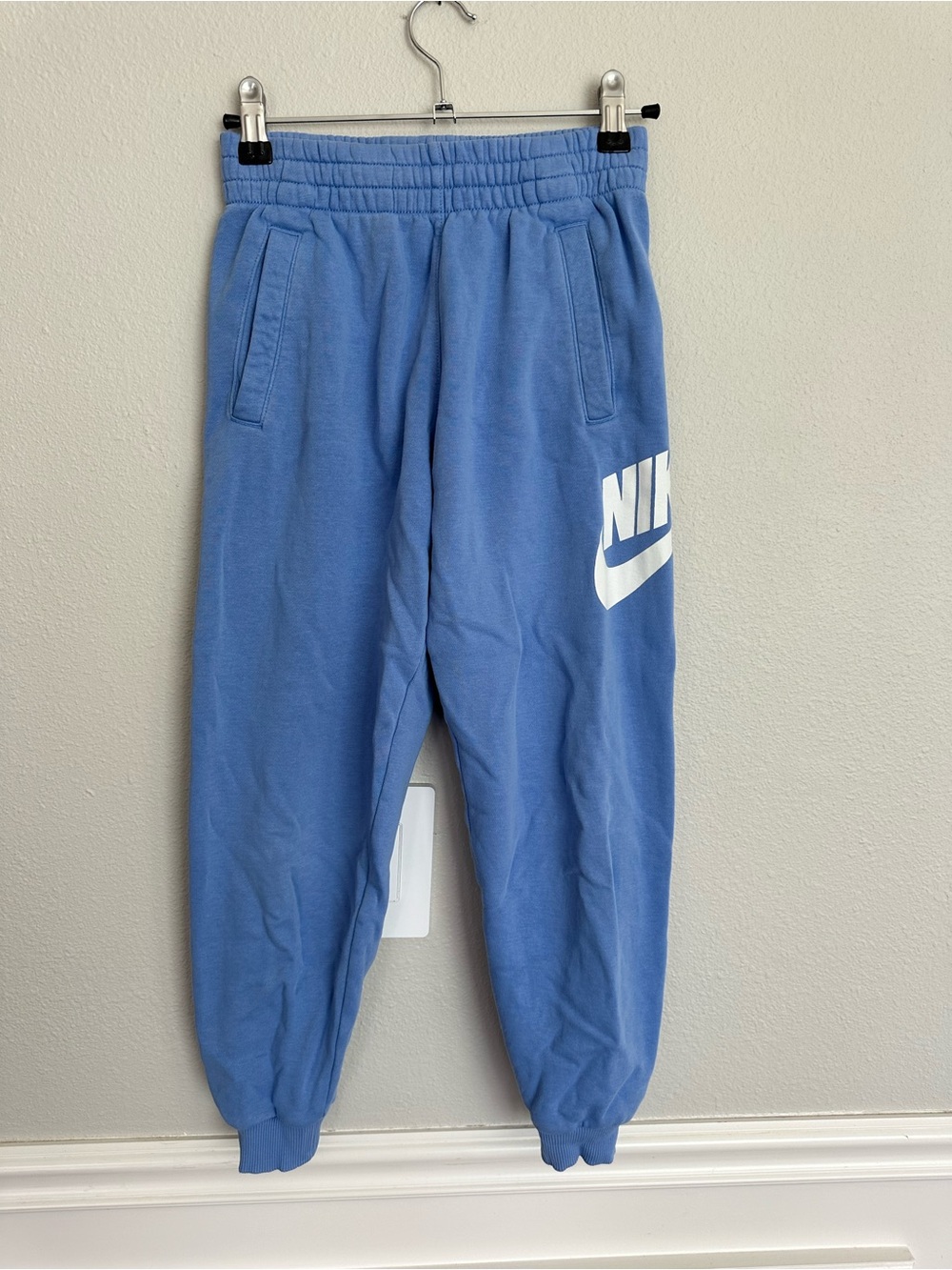 Nike Light Blue Kids Fleece Joggers with White Logo
